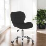 Procart Scaun de birou in stil scandinav, inaltime 72-84 cm, roti mobile cauciucate, baza otel cromat, velur, negru (HS177SBLACK) - cartuseria