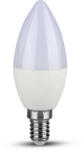 V-TAC LED izzó gyertya alakú E14, 4, 5w, 6500K, hideg fehér, 470lm, 180°, fehér, CRI>80, V-TAC, 2142411 (2142411)