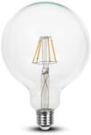 V-TAC LED izzó átlátszó filament gömb alakú E27, 6w, 6400K, hideg fehér, 806lm, 300°, CRI>80, V-TAC, 7427 (7427)