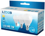 Kobi LED izzó LED MB 7W E14 3000K 3 db-os LED2B csomag, KOBI-001287 (KOBI-001287)