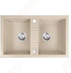 FERRO Forest gránit mosogatótálca, 2 medencés, bézs, 78x48 cm (3-4608)
