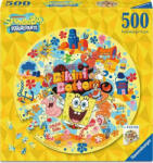 Ravensburger Кръгъл пъзел Ravensburger от 500 части - Спонджбоб Квадратни Гащи (12001657)
