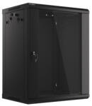 Lanberg WF01-6415-10B 19 15U SZÉL: 600mm MÉLY: 450mm MAG: 774mm lapraszerelt üvegajtós fekete fali rack szekrény (WF01-6415-10B)