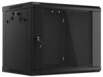 Lanberg WF01-6409-10B 19 9U SZÉL: 600mm MÉLY: 450mm MAG: 512mm lapraszerelt üvegajtós fekete fali rack szekrény (WF01-6409-10B)