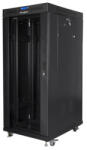 Lanberg FF01-6827-12BL 19 27U SZÉL: 600mm MÉLY: 800mm MAG: 1431mm lapraszerelt LCD üvegajtós fekete álló rack szekrény (FF01-6827-12BL)