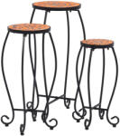 vidaXL 3 db Terrakotta Kerámia Mozaik Asztal