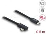 Delock Koaxiális USB-C 40 Gbps ívelt kábel 240W 0, 5 m (81709) (81709)