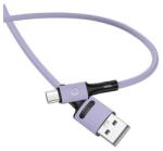 USAMS u52 adatkábel, usb - microusb, 2a, gyorstöltő, 100cm, törésgátló, lila (SJ435USB04)