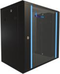 Extralink 19 hüvelykes 12U-os szerver szekrény - 450 mm mélységű hálózati szekrény falra vagy állványra szerelhető, teherbírás 60 kg, edzett üvegajtó, zárható, 180°-os nyílás, fekete (DNXFMJOMIRMMNM)