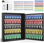 VEVOR Kulcsszekrény 100 kulcsos zárható kulcstartó fekete, állítható akasztókkal (YCAQJHS100PC6KJXSV0)