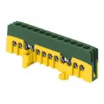 Orno 12 tűs szigetelt DIN sínre szerelhető elosztósín, zöld