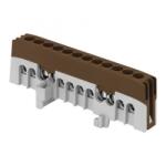 Orno 12 tűs szigetelt DIN sínre szerelhető elosztósín, barna