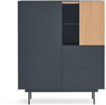 Teulat Antracitszürke-natúr színű magas komód tölgyfa dekorral 100x120 cm Otto - Teulat