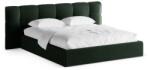 Micadoni Sötétzöld kárpitozott ágyneműtartós franciaágy ágyráccsal 200x200 cm Eric - Micadoni