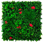  Nortene műnövény falburkolat piros virágokkal -Villa 100x100 cm, modul zöldfal