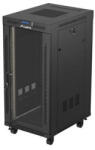Lanberg 19" szabadon álló rack szekrény 24U/600X800 üvegajtó, lapraszerelt, LCD kijelző, fekete V2 (FF01-6824-12BL) - bbmarket