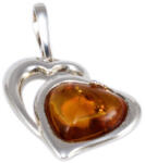 Ékszershop Borostyán köves dupla szives ezüst medál (2180354)