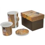 Queen Isabell Klimt porcelán bögre porcelán szűrővel és tetővel - 300 ml - The Kiss (IMO-PP-W25A09-18959)