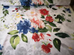  Pamutvászon textil / fehér alapon Aquarell virág mintás - 160 cm széles