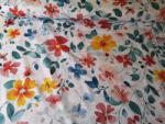  Tavaszi hangulatú pamutvászon textil - 160 cm Színes virágok - mályva - sárga