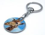 Breloc metalic cu print epoxy girafa, accesoriu rezistent pentru chei (BRE-GIRAFA)