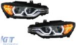 KITT Lightning Angel Eyes első lámpa LED nappali menetfénnyel BMW 3 F30 F31 Sedan Touring (10.2011-05.2015) modellekhez, Fekete (HLBMF30M3)
