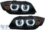 KITT U-LED 3D első lámpa Xenon, BMW 3 E90 Limousine E91 Touring (03.2005-08.2008) balkormányos modellekhez, fekete (HLBME90D1SB)