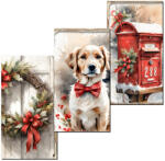  Nyomtatott dekorkarton - Karácsonyi piros téma táblák 3db/csomag - csinaldmagadshop