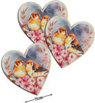  Nyomtatott dekorkarton - Szív táblák 3db/cs Madárkák virágon - csinaldmagadshop