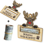  Nyomtatott fa - Karácsonyi pénztartó - rénszarvas 10x11, 7cm - csinaldmagadshop