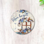  Nyomtatott fa tábla - Isten Hozott - kék, kör 1db - csinaldmagadshop