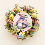  Nyomtatott fa tábla - Kerti nyuszi popi koszorú közép 11, 8cm - csinaldmagadshop