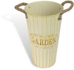  Bordázott bádog váza krém 18x30cm