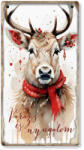  Nyomtatott fa tábla - Piros karácsonyi téma - Szarvas 13x24, 3cm - csinaldmagadshop