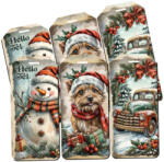  Nyomtatott dekorkarton - Karácsonyi piros-zöld téma - biléták 6db/csomag - csinaldmagadshop