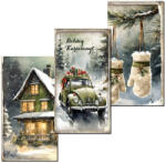  Nyomtatott dekorkarton - Karácsonyi zöld téma táblák 3db/csomag - csinaldmagadshop