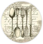  Nyomtatott fa tábla koszorú közép - Vintage evőeszköz 11, 8cm - csinaldmagadshop