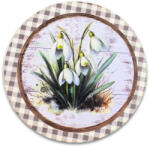  Nyomtatott fa tábla - Hóvirágok retró koszorú közép 11, 8cm - csinaldmagadshop
