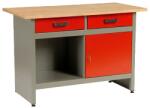  Banc de lucru metalic cu 2 sertare si dulap, blat din lemn 121, 5x61, 5 cm (2212610)