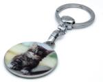  Breloc metalic cu pisica, print epoxy lucios, accesoriu pentru chei (BRE-PISICA2)