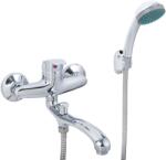 Korman Technik Baterie pentru cada crom lucios, set complet cu pipa pivotanta 18 cm si dus (AT1CT-IM1P-RS1S-CD018)