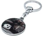  Breloc metalic cu print epoxy urs panda, accesoriu rezistent pentru chei (BRE-URSPANDA)