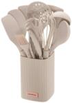 Klausberg Set de ustensile de bucatarie din silicon, 12 piese, crem Klausberg KB-9012, cu suport, ideal pentru vasele antianderente