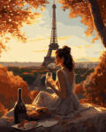 Oh Art! Set pictura pe numere, cu sasiu, Fata in Paris, 40x50 cm (ANG548)