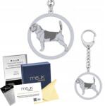 Mejk Jewellery Ezüst kulcstartó Beagle kutyával 925 Ékszer Ajándék Nő Gravírozás Ingyenes (BRELOK BEAGLE)