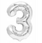 PartyPal Fólia lufi Szám 3 Ezüst 40cm