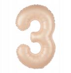 PartyPal Fólia lufi Szám 3 Bézs Karamell Barna 100cm nagy héliumos lufi