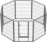  FEANDREA Tarc metalic pentru animale, 8 panouri modulare, utilizare interior sau exterior, 160x160x100 cm, negru (EZ-PPK81H)