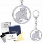 Mejk Jewellery Ezüst kulcstartó Brit macska rövidszőrű 925 Ékszer Gravírozás (breloczek z Kot Brytyjski Krótkowłosy)