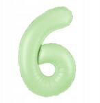 PartyPal Fólia lufi Cyfra 6 Pisztáciás 100cm nagy szám alakú héliumos lufi